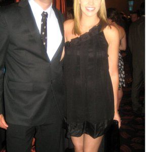 bebe Black one shoulder mini dress, size small